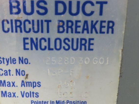 Westinghouse Busway Disconnect Switch Bus Plug 25A 600VAC 3PH 3W