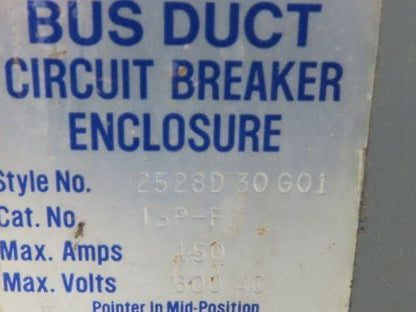 Westinghouse Busway Disconnect Switch Bus Plug 25A 600VAC 3PH 3W