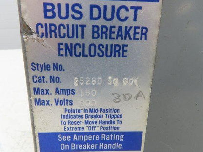 Westinghouse Busway Disconnect Switch Bus Plug 30A 600VAC 3PH 3W
