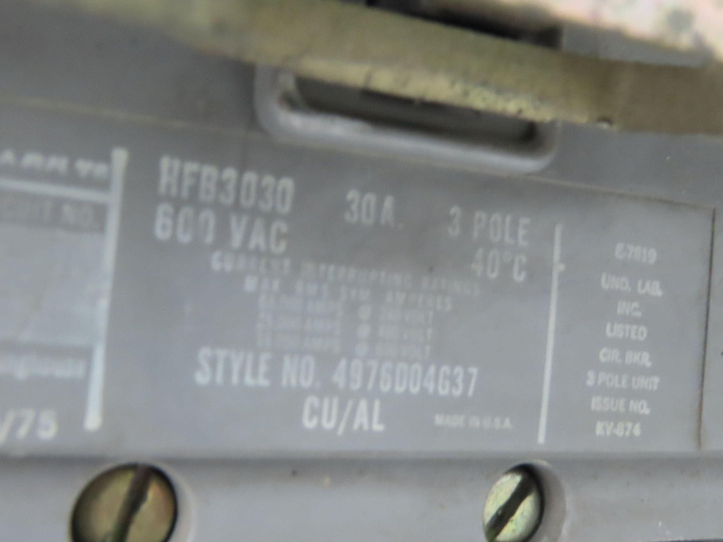 Westinghouse Busway Disconnect Switch Bus Plug 30A 600VAC 3PH 3W