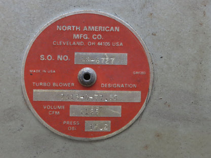 North American Mfg 2416-D-77.5D | GB-6727 Turbo Blower 1165cfm 16.2psi 7.5Hp 3Ph