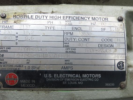 North American Mfg 2416-D-77.5D | GB-6727 Turbo Blower 1165cfm 16.2psi 7.5Hp 3Ph