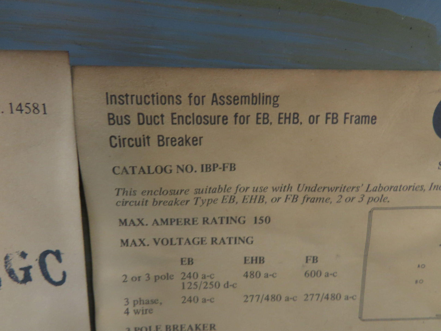 Westinghouse Busway Disconnect Switch Bus Plug 50A 600VAC 3PH 3W