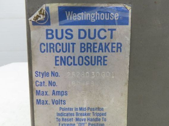 Westinghouse Busway Disconnect Switch Bus Plug 20A 600VAC 3PH 3W