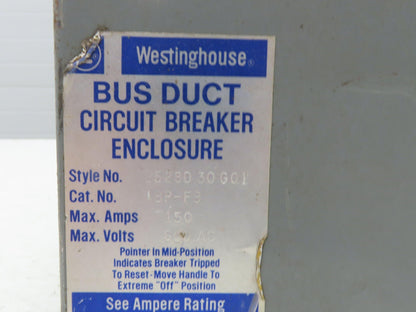 Westinghouse Busway Disconnect Switch Bus Plug 40A 600VAC 3PH 3W
