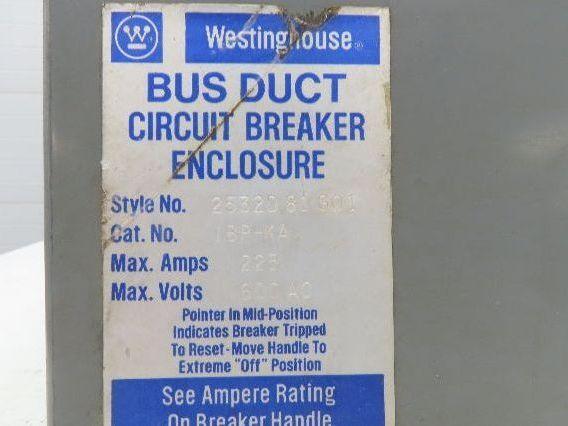 Westinghouse Busway Disconnect Switch Bus Plug Enclosure 600VAC 3PH 3W