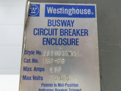 Westinghouse Busway Disconnect Switch Bus Plug 60A 600VAC 3PH 3W