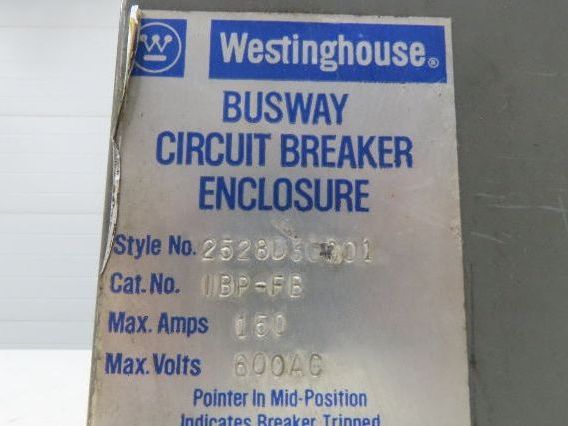 Westinghouse Busway Disconnect Switch Bus Plug 60A 600VAC 3PH 3W