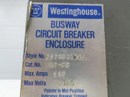 Westinghouse Busway Disconnect Switch Bus Plug 60A 600VAC 3PH 3W