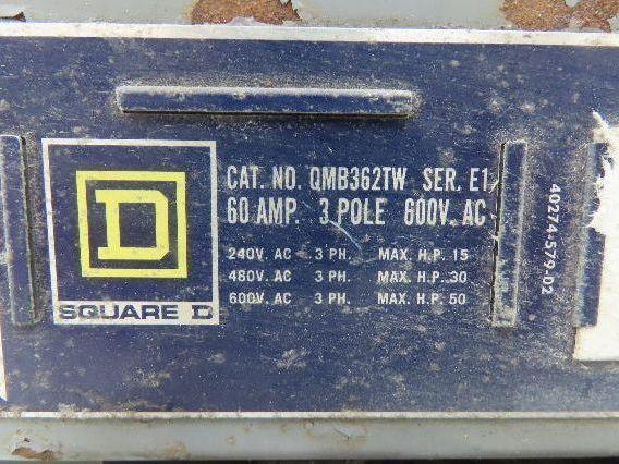 Square D QMB362TW Panelboard Twin Branch Switch 60A 600V 3P 3Ph Fusible E01