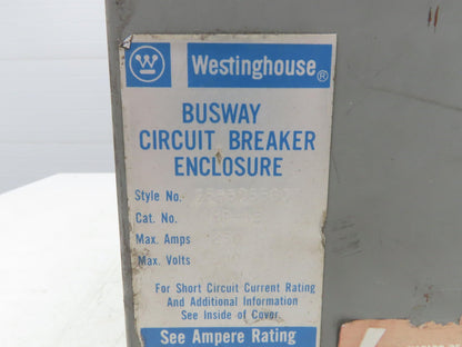Westinghouse Busway Disconnect Switch Bus Plug 200A 600VAC 3PH 3W