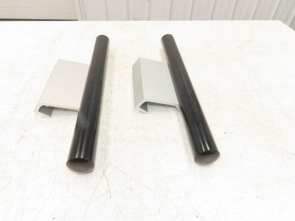 Outside Door Push Pull Handle 16" Long Black Silver Aluminum Plastic Lot of 2