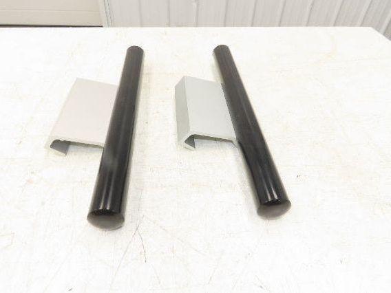 Outside Door Push Pull Handle 16" Long Black Silver Aluminum Plastic Lot of 2
