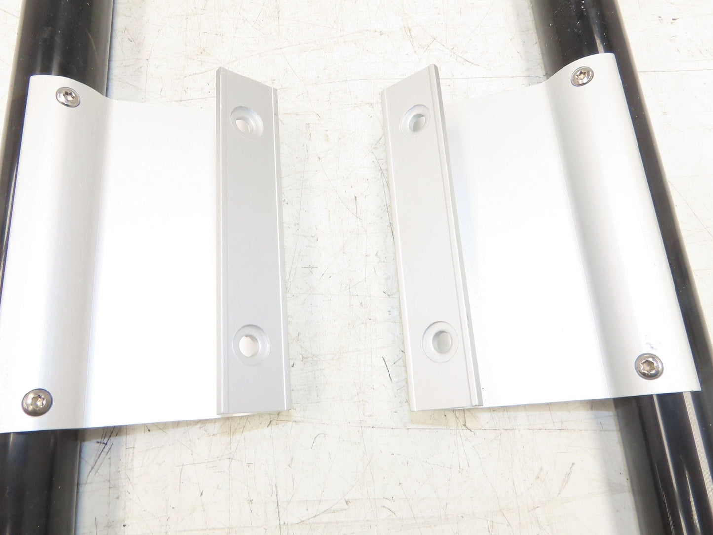 Outside Door Push Pull Handle 16" Long Black Silver Aluminum Plastic Lot of 2