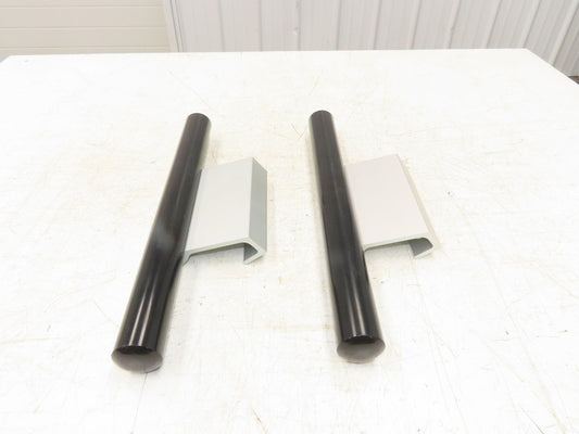 Outside Door Push Pull Handle 16" Long Black Silver Aluminum Plastic Lot of 2