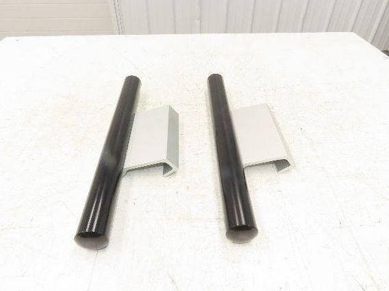 Outside Door Push Pull Handle 16" Long Black Silver Aluminum Plastic Lot of 2