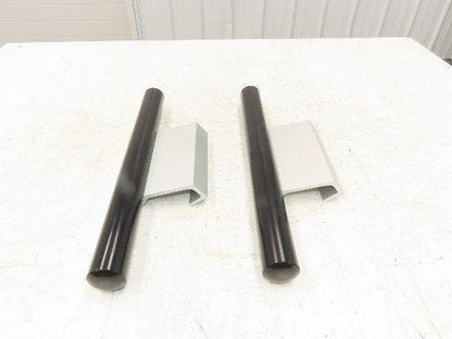 Outside Door Push Pull Handle 16" Long Black Silver Aluminum Plastic Lot of 2