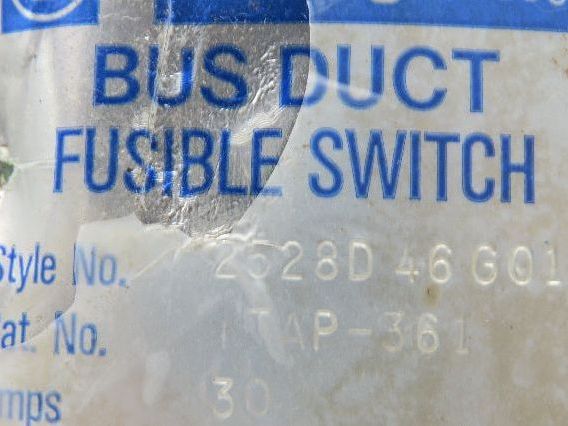Westinghouse Fusible Busway Disconnect Switch Bus Plug 30A 600VAC 3PH 3W