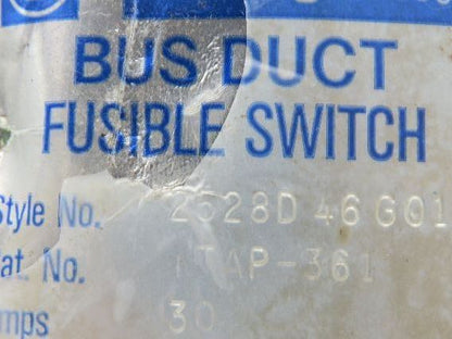Westinghouse Fusible Busway Disconnect Switch Bus Plug 30A 600VAC 3PH 3W