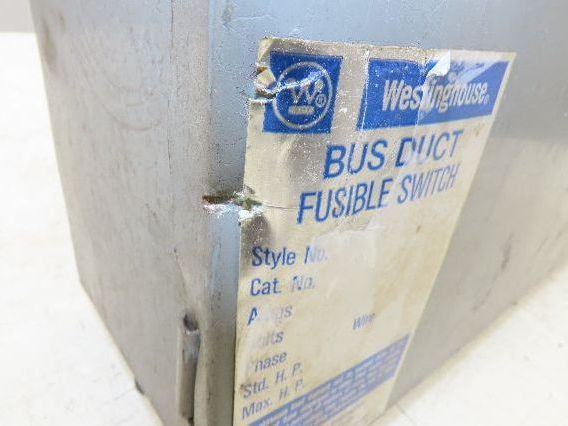 Westinghouse Fusible Busway Disconnect Switch Bus Plug 30A 600VAC 3PH 3W
