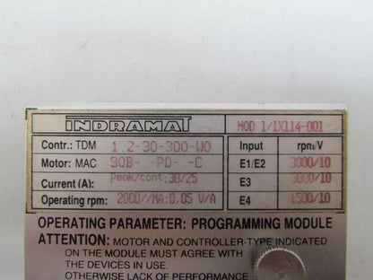 Indramat 1/1x114-001 Programmin Module for TDM 1.2-30-300-W0 2000rpm