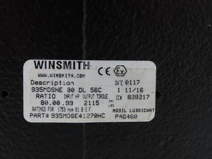 Winsmith 935 MDSNE 80 DL D90 SE Gearbox 80:1 Reducer 22rpm 1Hp 56C Hollow Shaft
