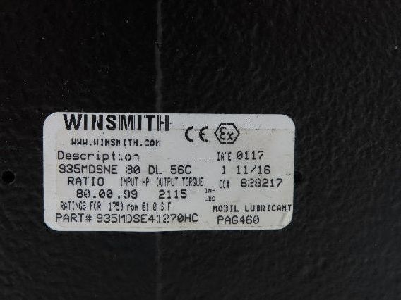 Winsmith 935 MDSNE 80 DL D90 SE Gearbox 80:1 Reducer 22rpm 1Hp 56C Hollow Shaft