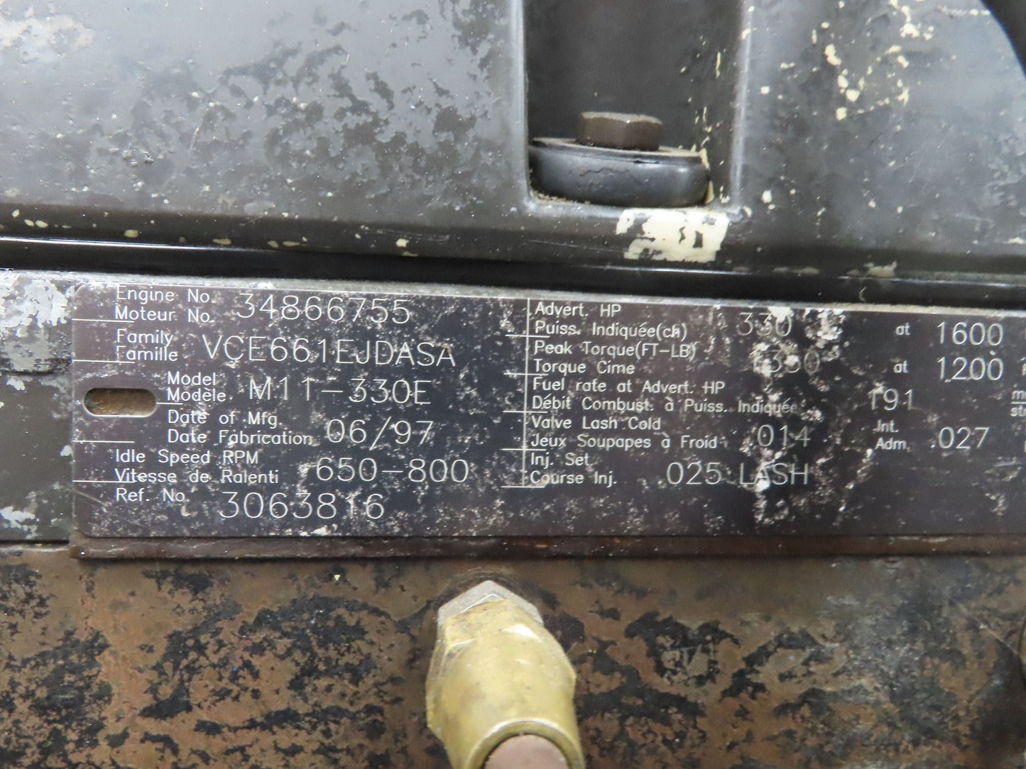 Cummins M11 10.8L Diesel Engine 330Hp 1997 Oshkosh Truck Transmission Celect ECM