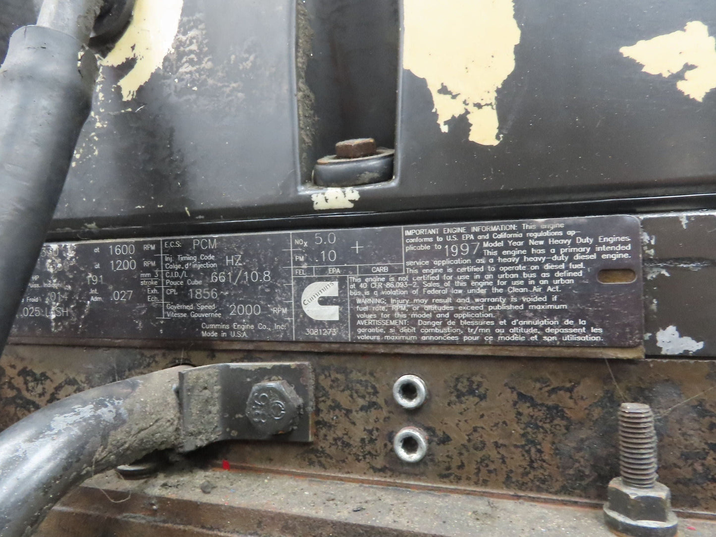 Cummins M11 10.8L Diesel Engine 330Hp 1997 Oshkosh Truck Transmission Celect ECM