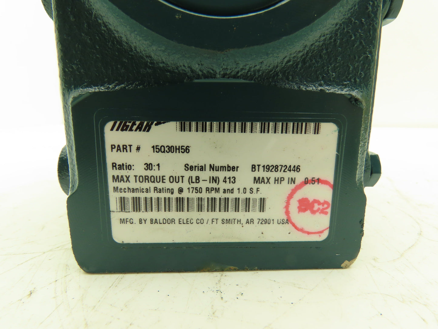 Dodge Tigear-2 15Q30H56 Worm Gearbox 30:1 Reducer 58rpm .5Hp 56C Hollow Shaft