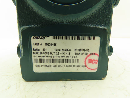 Dodge Tigear-2 15Q30H56 Worm Gearbox 30:1 Reducer 58rpm .5Hp 56C Hollow Shaft