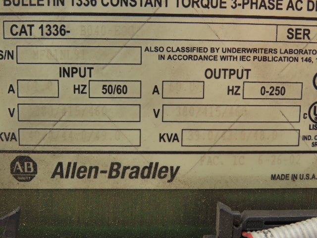Allen Bradley 1336-B040-EOG VFD Display Circuit Boards 40Hp 460V 3Ph