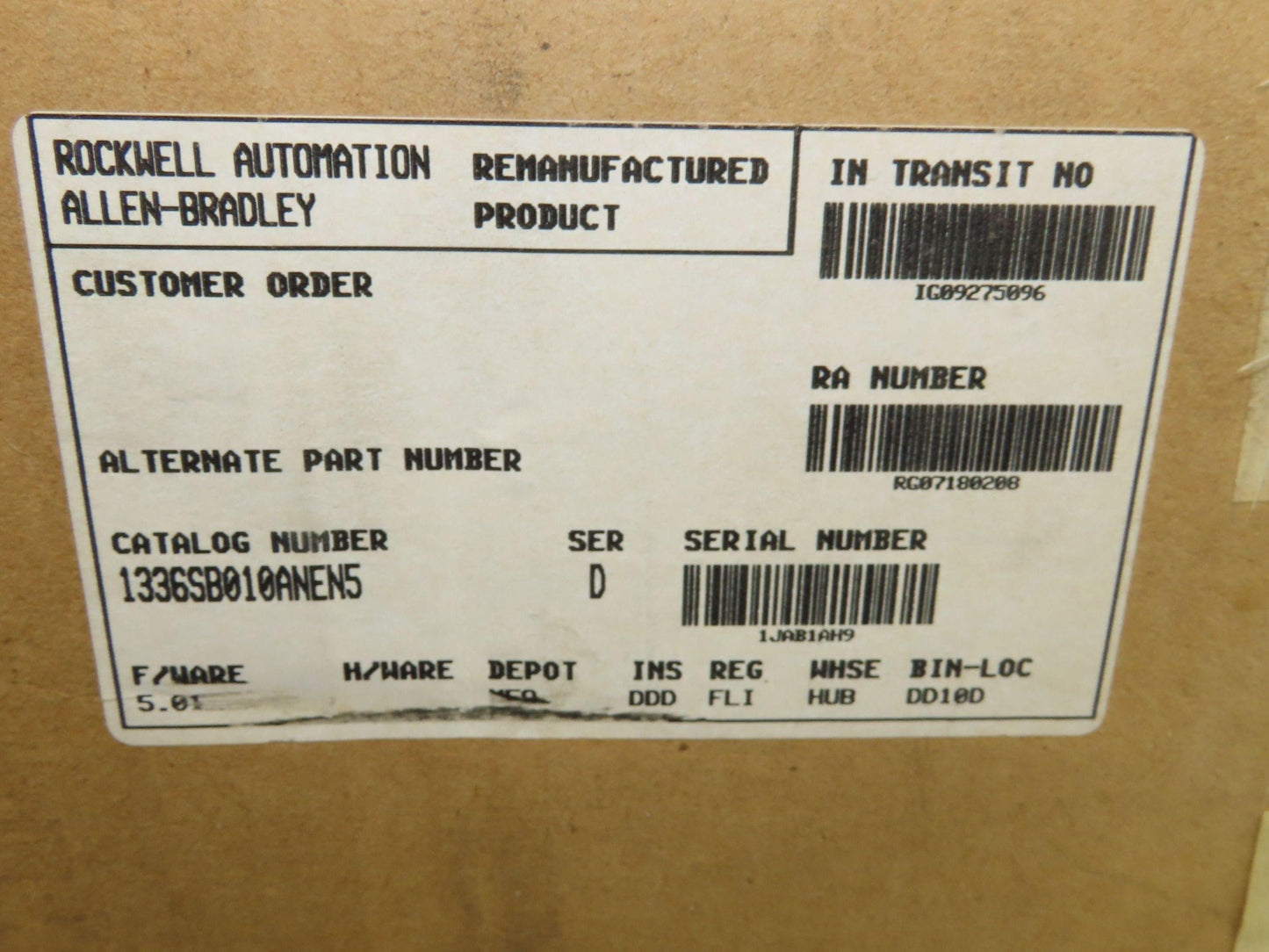Allen Bradley 1336S-B010-AN-EN5 AC Variable Speed Drive Ser D VFD 480V 3Ph 10HP