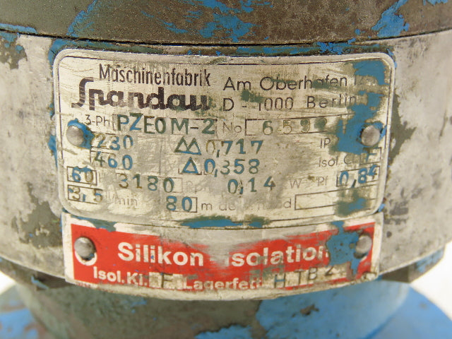 Spandau PZE0M-2 Hydraulic Pump Motor 3Ph 3180rpm 230/460v Slotted Shaft