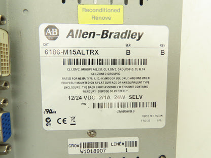 Allen Bradley 6186-M15ALTRX Versa View 1500M PLC HMI Touch Screen Display Ser B
