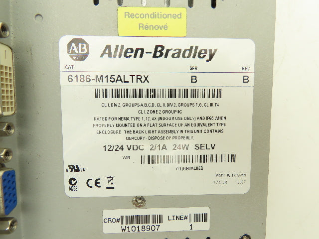 Allen Bradley 6186-M15ALTRX Versa View 1500M PLC HMI Touch Screen Display Ser B