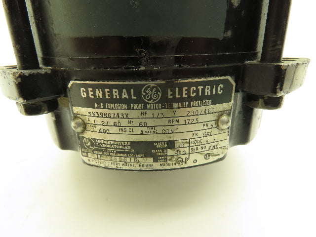 General Electric 5K39NG743X Explosion Proof AC Motor 1/3Hp 1725rpm 230/460v 3Ph