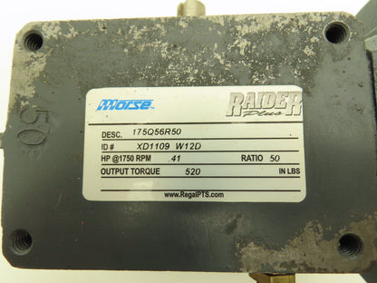 Morse Raider Plus 175Q56R50 Worm Gearbox 50:1 Reducer 35rpm .41Hp 56C RH Output