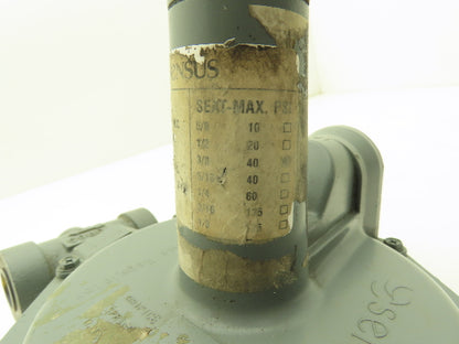 Sensus 143-80 Service Regulator Gas Pressure 3/8" Orifice 1/2" NPT 6-14" WC