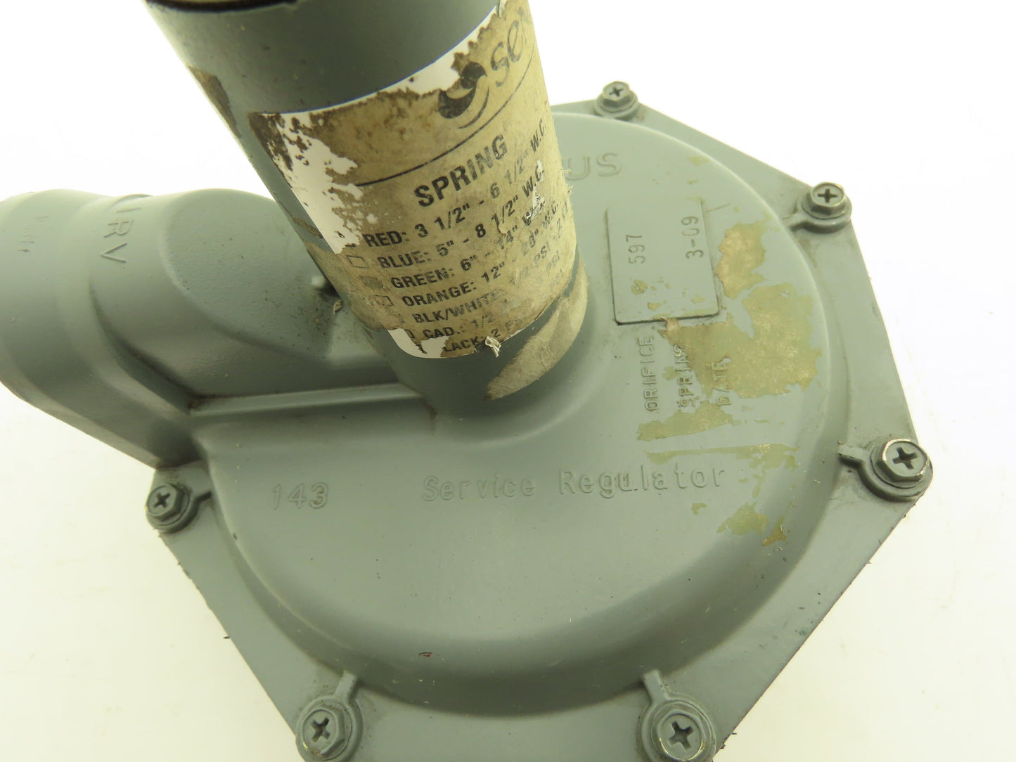 Sensus 143-80 Service Regulator Gas Pressure 3/8" Orifice 1/2" NPT 6-14" WC