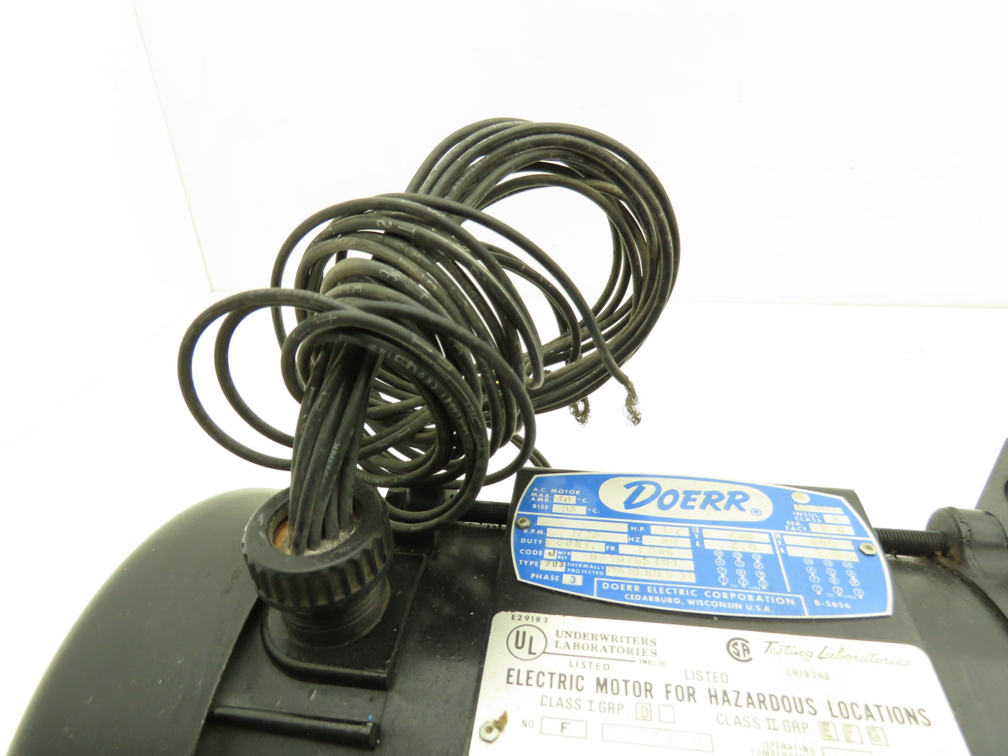 Doerr LR-19363 PFU3 AC Motor Hazardous Locations 1/2Hp 1725rpm 230/460v 3Ph