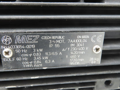 MEZ 7AA100L04 Hydraulic Pump Motor 3.4kw 1720rpm 230/460V 3PH IEC 100L Metric