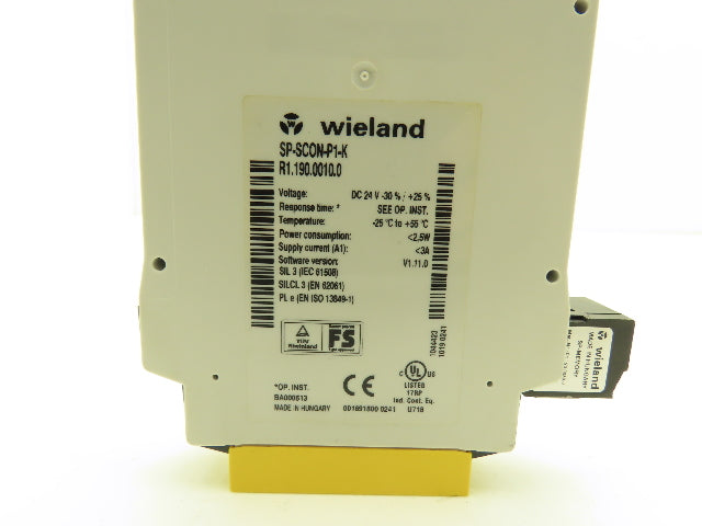 Wieland SP-SCON-P1-K Samospro Safety Controller Relay 24vDC S/W Ver 1.11.0