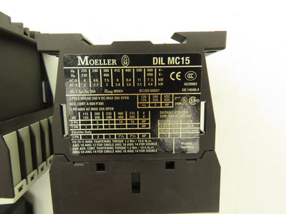 Siemens DIL MC15-01 Contactor 10Hp 600v 3Ph Accessory Block 400v 4A Lot of 5