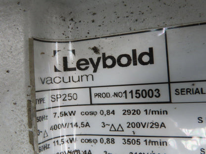 Leybold SP250 ScrewLine Dry Vacuum Pump 330m3/h 11.5kw 210/460V 3Ph