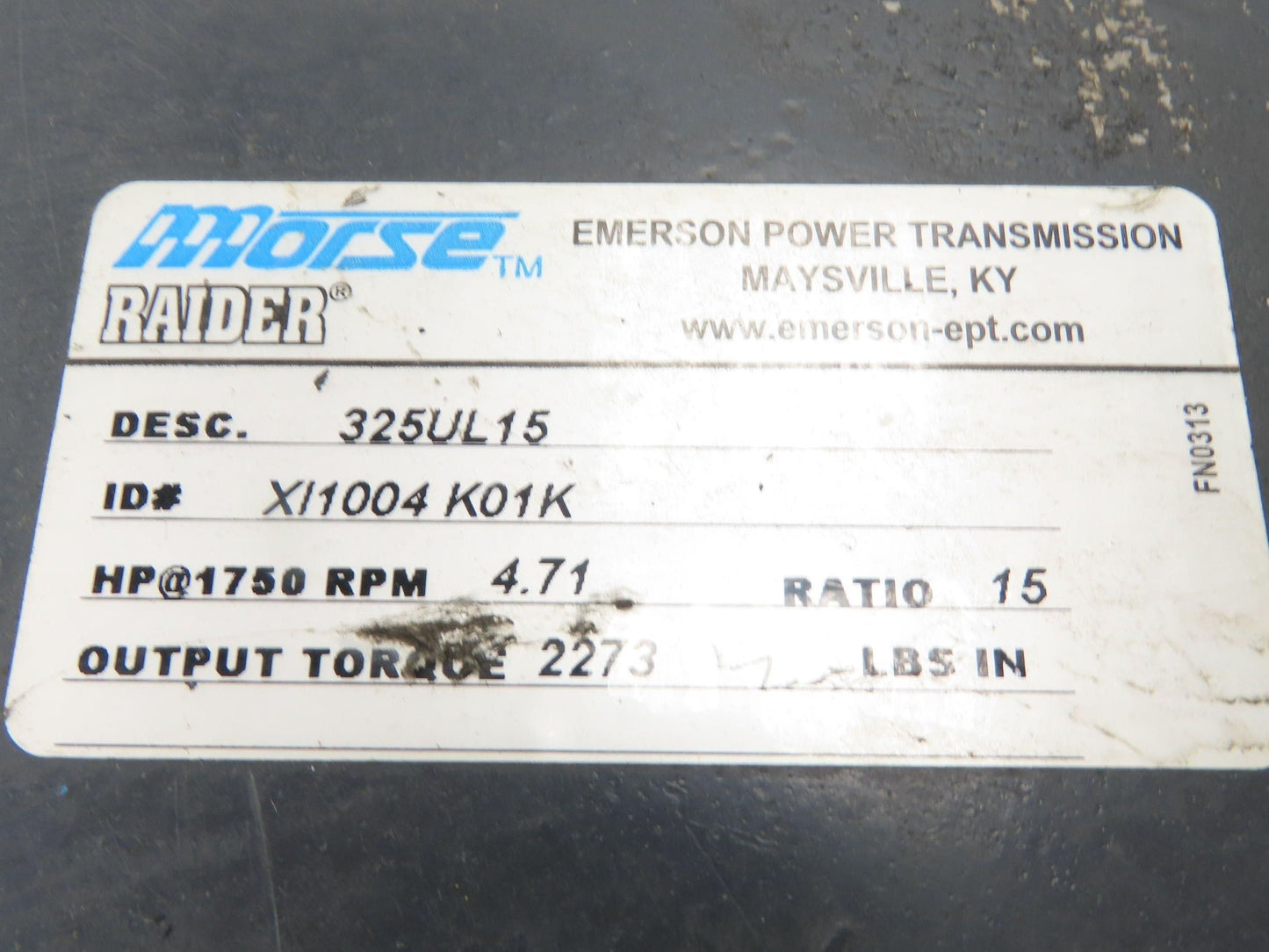 Morse Raider 325UL15 Worm Gearbox 15:1 Reducer 4.7hp 117rpm LH Output