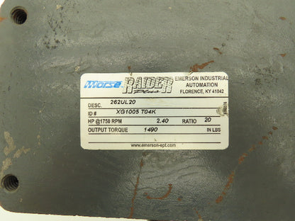 Morse Raider 262UL20 Worm Gearbox 20:1 Reducer 2.4hp 88rpm LH Output