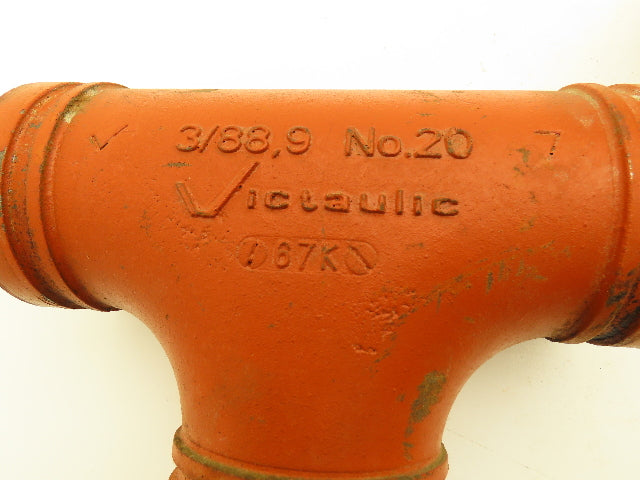 Victaulic No 20  3" Grooved End Tee Pipe Fitting Ductile Iron  Lot of 3