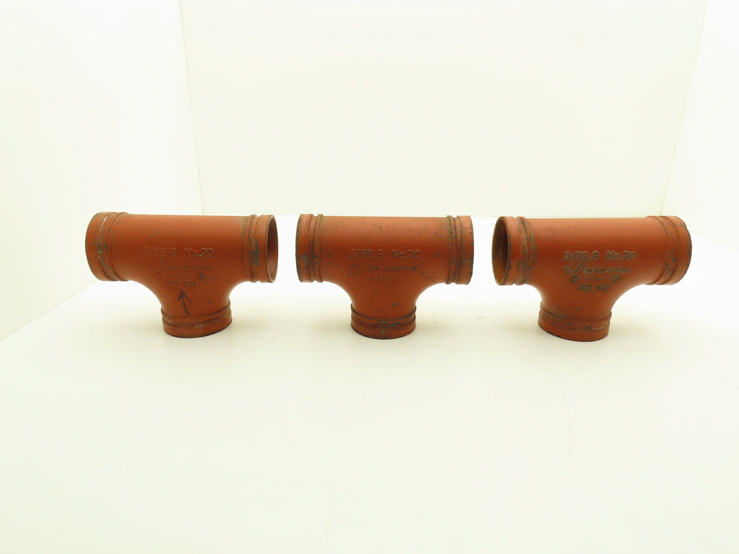 Victaulic No 20  3" Grooved End Tee Pipe Fitting Ductile Iron  Lot of 3