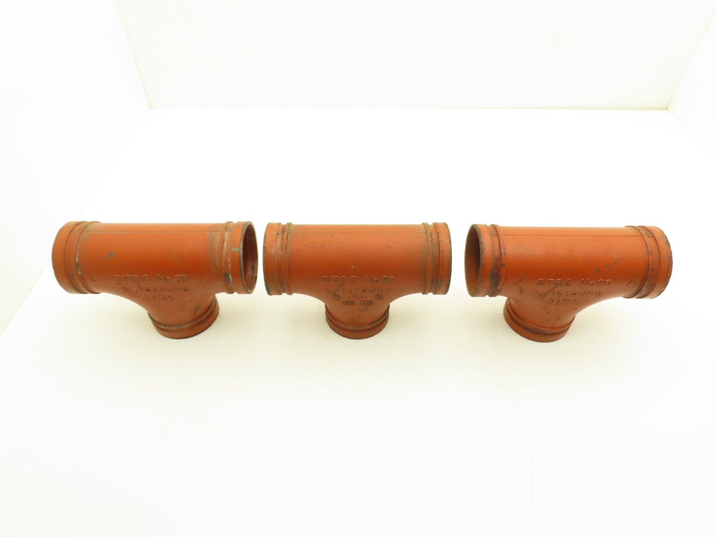 Victaulic No 20  3" Grooved End Tee Pipe Fitting Ductile Iron  Lot of 3